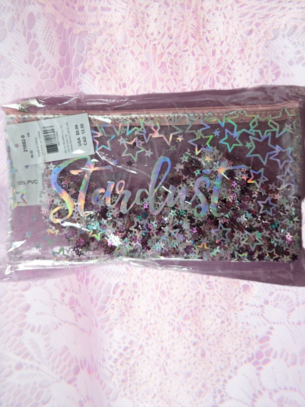 Claire's Silvery Sequin Zipper Make-up Accessory Case Fairycore Y2k-Style Decora